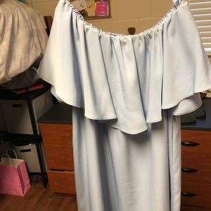 TopShop off the shoulder light blue dress